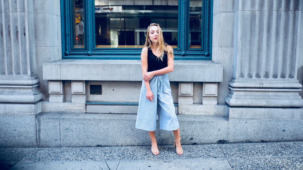 Stripe wide leg pants