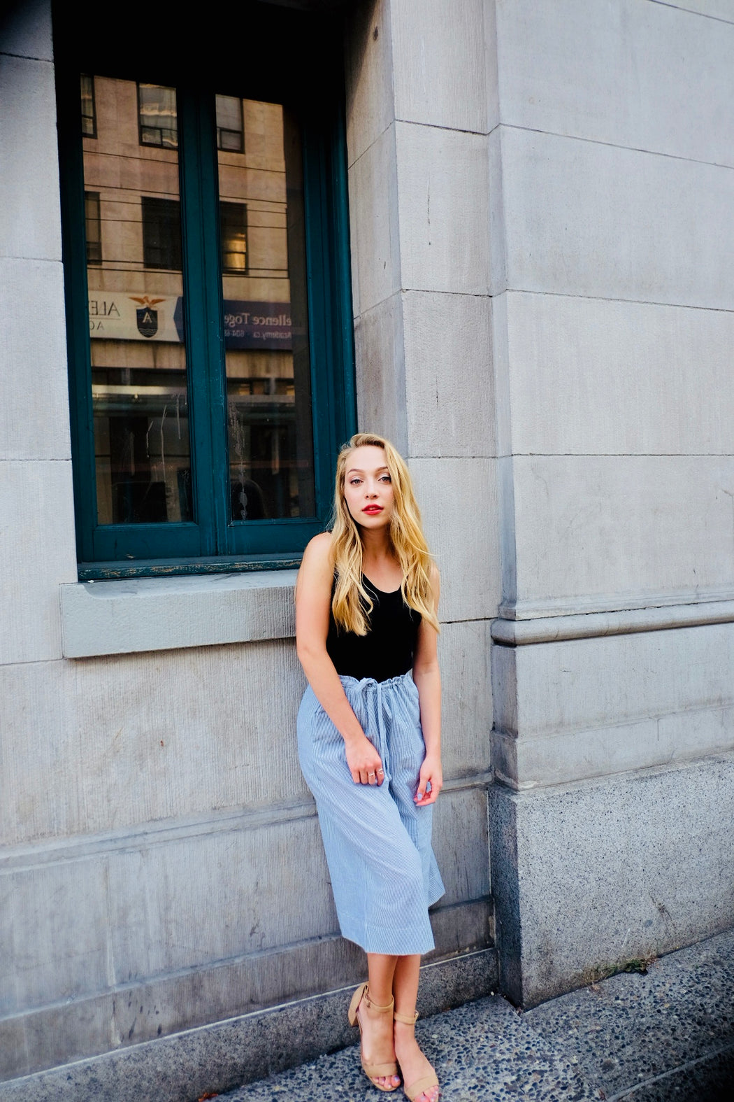 Stripe wide leg pants